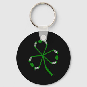 St Patrick Day Ice Hockey Sticks Shamrock Green Co Key Ring
