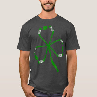St Patrick Day Ice Hockey Sticks Shamrock Green Co T-Shirt