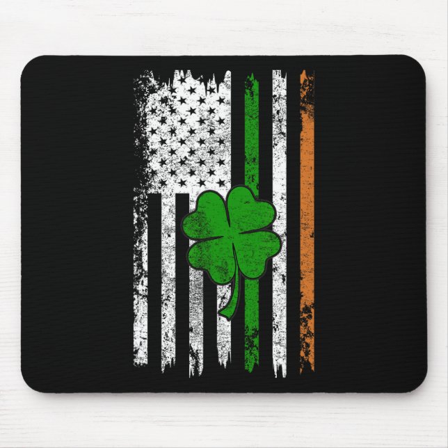 St Patrick Day Irish American Flag Retro Saint Pat Mouse Pad (Front)