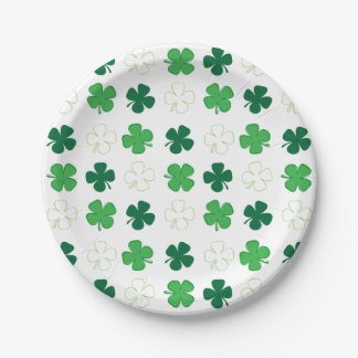 St. Patrick Day Irish Green Shamrocks Paper Plate