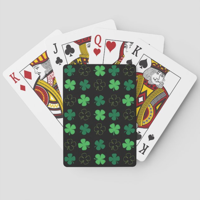St. Patrick Day Irish Green Shamrocks Playing Cards (Back)