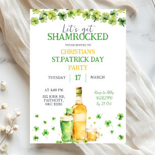 St Patrick Day Let's Get Shamrocked Party Invitation