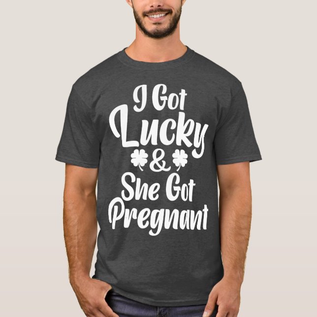St Patrick Day Lucky Couple Pregnancy Green T-Shirt (Front)