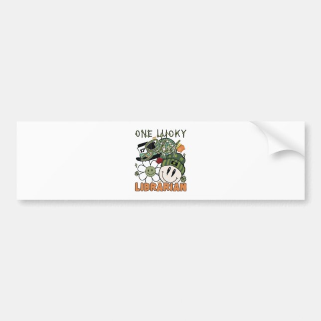 St. Patrick Day Lucky Librarian Bumper Sticker (Front)