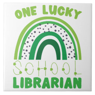 St. Patrick Day Lucky Librarian Ceramic Tile