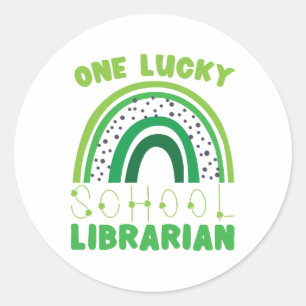 St. Patrick Day Lucky Librarian Classic Round Sticker