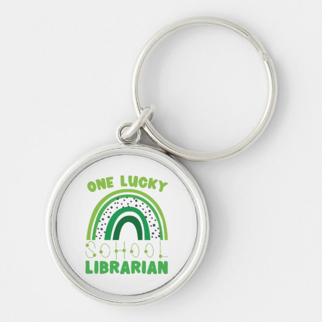 St. Patrick Day Lucky Librarian Key Ring (Front)