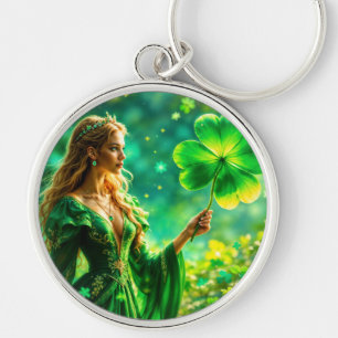 St Patrick Day mystical princess clover magic Key Ring