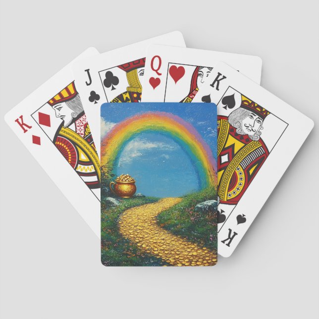 St. Patrick Day Rainbow & Pot of Gold Playing Cards (Back)