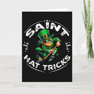 St Patrick Day Saint Hat Trick Funny Hockey Boy Ki Card