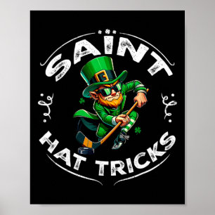 St Patrick Day Saint Hat Trick Funny Hockey Boy Ki Poster