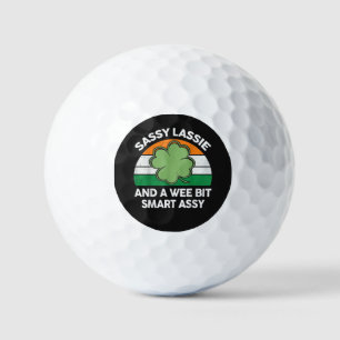 St Patrick Day Sassy Lassie Funny Shamrock Irish Golf Balls