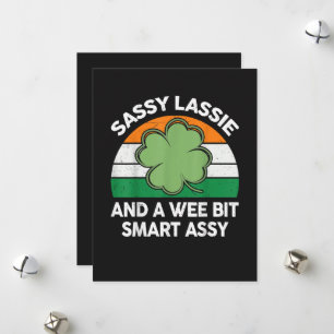 St Patrick Day Sassy Lassie Funny Shamrock Irish Holiday Card