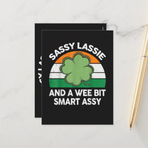 St Patrick Day Sassy Lassie Funny Shamrock Irish Holiday Postcard