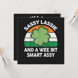 St Patrick Day Sassy Lassie Funny Shamrock Irish Invitation