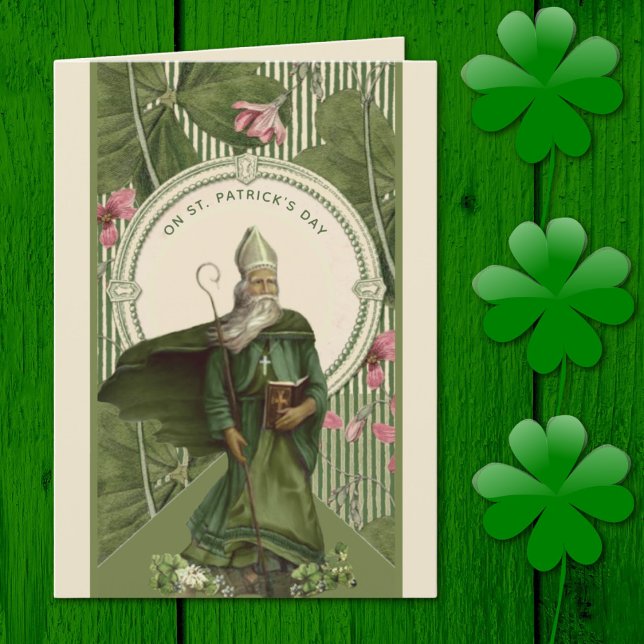 St. Patrick Day Shamrock Bishop Religious Card (Creator Uploaded)