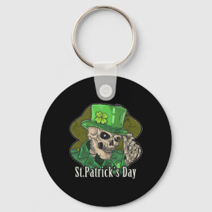 St. Patrick Day Skeleton Clover Fun Sarcastic  Key Ring