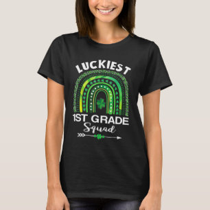 St Patrick Day Teacher Cute Luckiest 1st Grade Squ T-Shirt