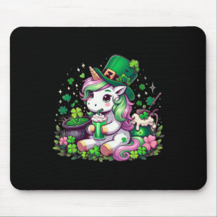 St Patrick Day Tees Irish Unicorn Girls Kids Women Mouse Pad