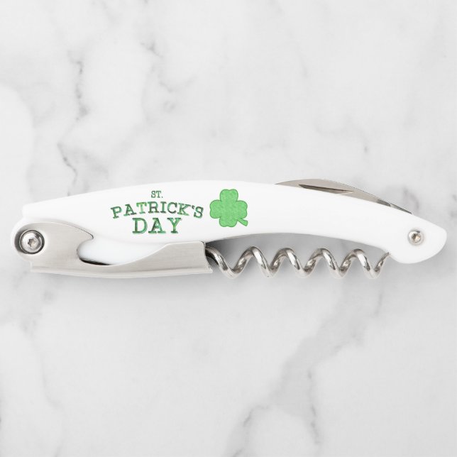 St. Patrick Day Text And Clover Corkscrew (Front)