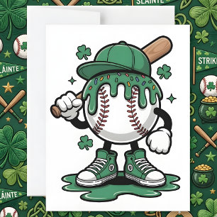 St Patrick Days Cute Baseball Mascot Holiday Card
