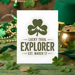 St Patrick Days Hiking Lucky Explorer Holiday Card