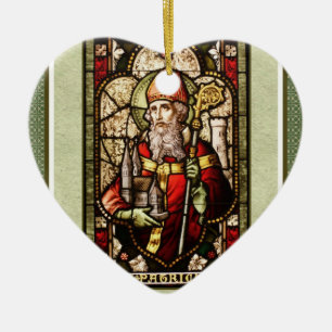 St. Patrick Digital Art Ceramic Heart Ornament