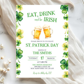 St Patrick Eat, Drink, and be Irish Party Invitation