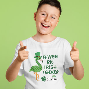St Patrick Flamingo Leprechaun Hat A wee bit Irish T-Shirt
