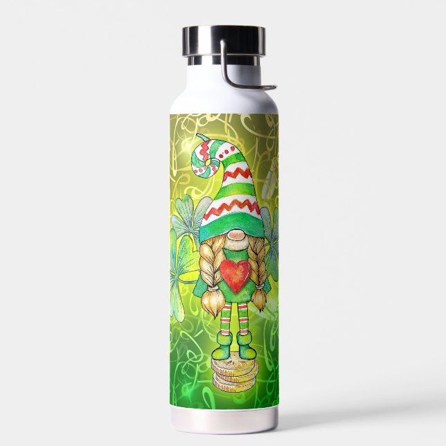 St. Patrick Girl Gnome  Water Bottle (Left)