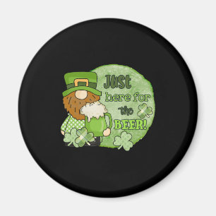 St. Patrick Green Gnome   Just Here For The Beer Magnet