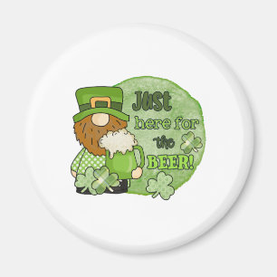 St. Patrick Green Gnome Just Here For The Beer Magnet
