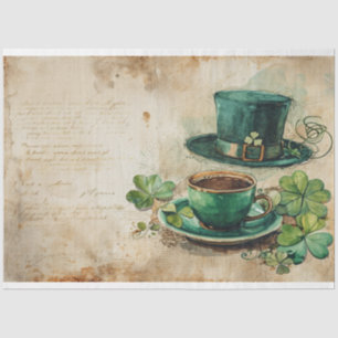 St. Patrick Hat Coffee Ephemera Collage Tissue Paper