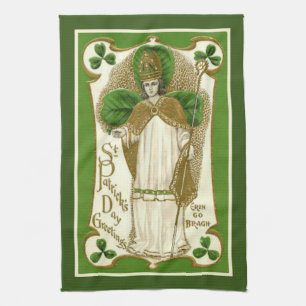 St. Patrick Irish Blessing Religious Shamrocks Tea Towel