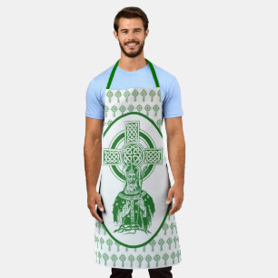 St. Patrick Irish Cross Shamrocks Green Catholic A Apron