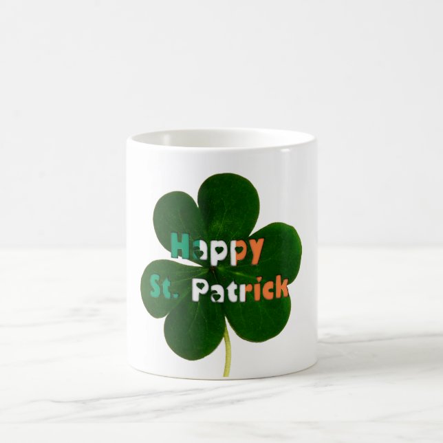 St. Patrick Irish Flag Colours Typography Shamrock Coffee Mug (Center)