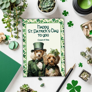 St. Patrick Irish Paws Duo Dog                     Holiday Card