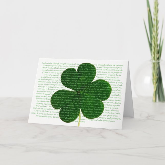 St. Patrick Irish Poem The Deer's Cry Shamrock Card (Front)