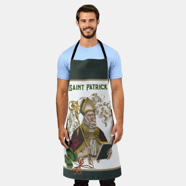 St. Patrick Irish Shamrocks Green Gold Catholic  A Apron (Worn)