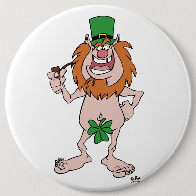 St Patrick Leprechaun button badge (Front)