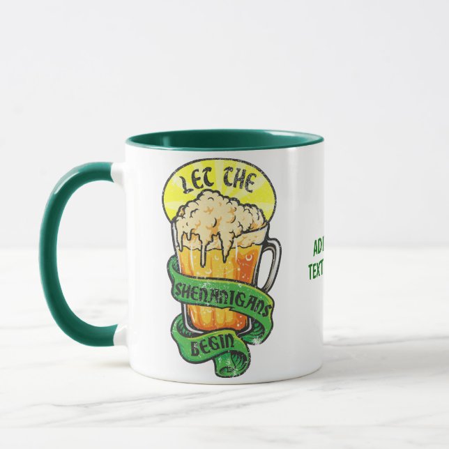 St Patrick Let The Shenanigans Begin Irish Beer Mug (Left)