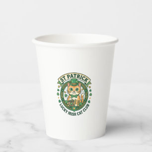 St Patrick Lucky Irish Cat Cute Cat T-Shirt Design Paper Cups