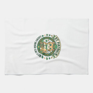 St Patrick Lucky Irish Cat Cute Cat T-Shirt Design Tea Towel