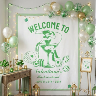 St patrick Lucky Martini Bachelorette welcome sign Tapestry