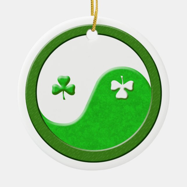 St Patrick Meets Taoism Yin Yang Ceramic Ornament (Front)