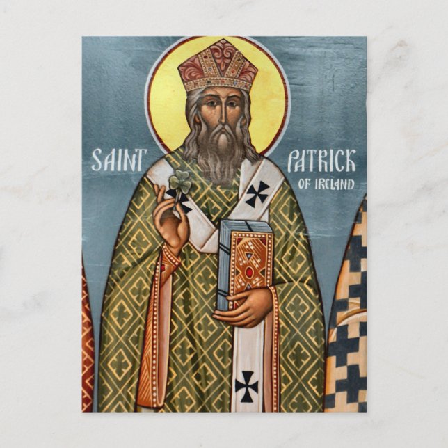St. Patrick of Ireland Orthodox Christian Icon Postcard (Front)