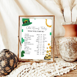 St Patrick Old WIves Tales Baby shower Game Poster