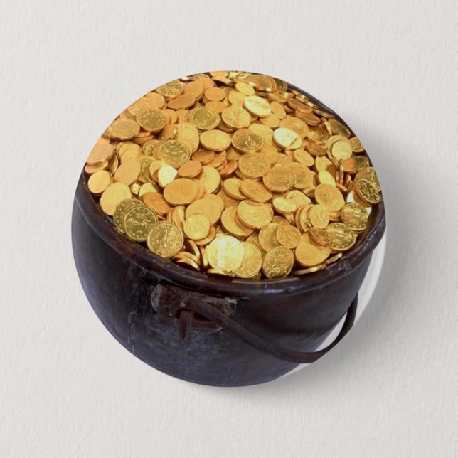 St Patrick&- Pot of Gold 6 Cm Round Badge (Front)