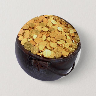 St Patrick&- Pot of Gold 6 Cm Round Badge