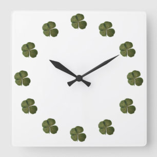St Patrick Real 4 Leaf Clover Wall Clock